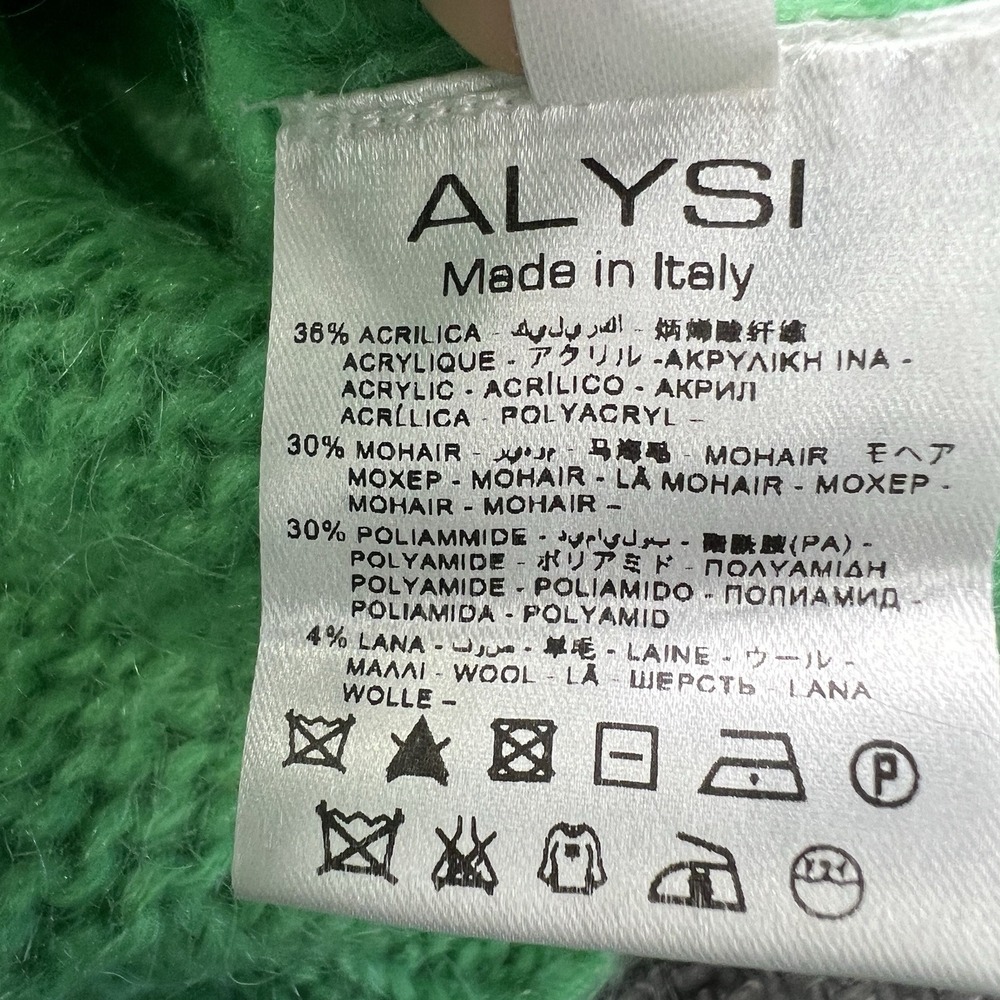 ALYSI Mohair blend Made in Italy Size Med Turtle neck Sweater Green - Picture 10 of 16